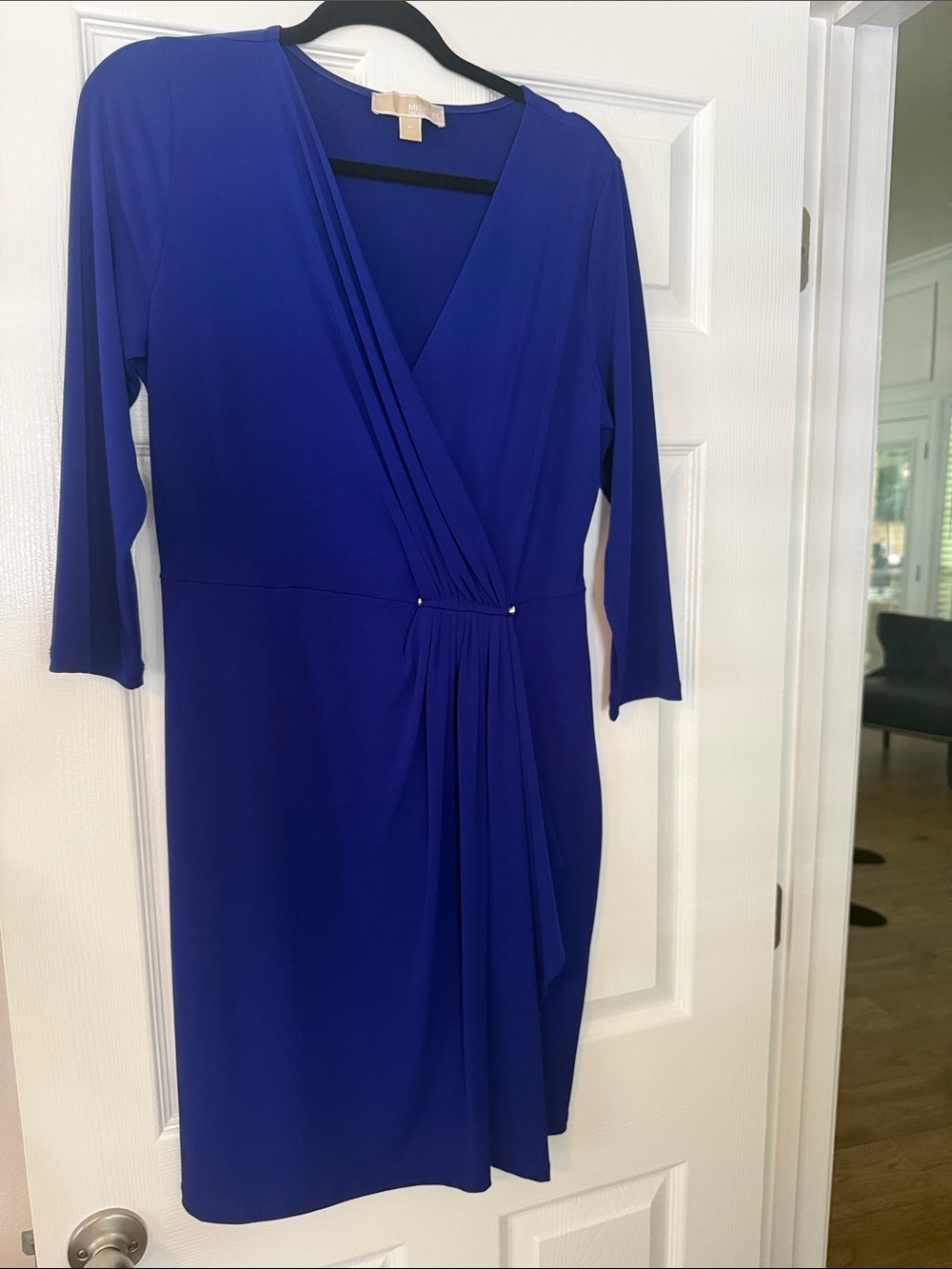 Michael Kors Cobalt Blue Wrap-Style Midi Dress
